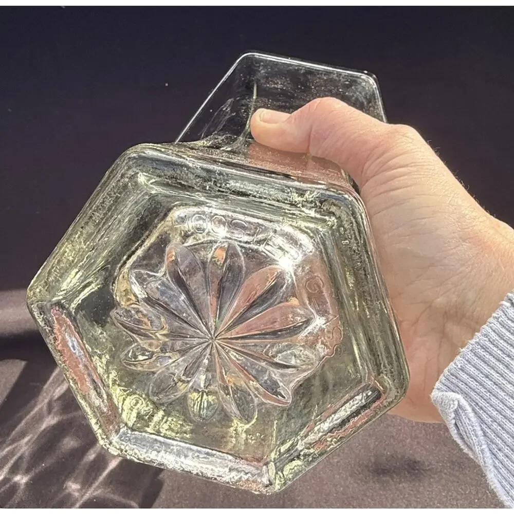Hoosier Indiana Glass Hexagon 4041 Flower Vase Clear Large Durable -2/4